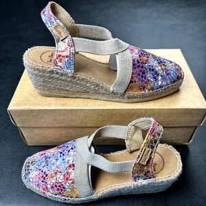 Toni Pons Telva Espadrille Wedge Pump 37 Womens Leather Size 6.5 NEW